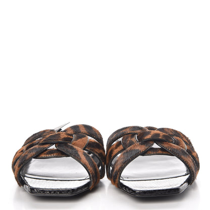 Saint Laurent Calfskin Calf Hair Nu Pied 05 Slide Sandals 40.5 Safari 2 of 8