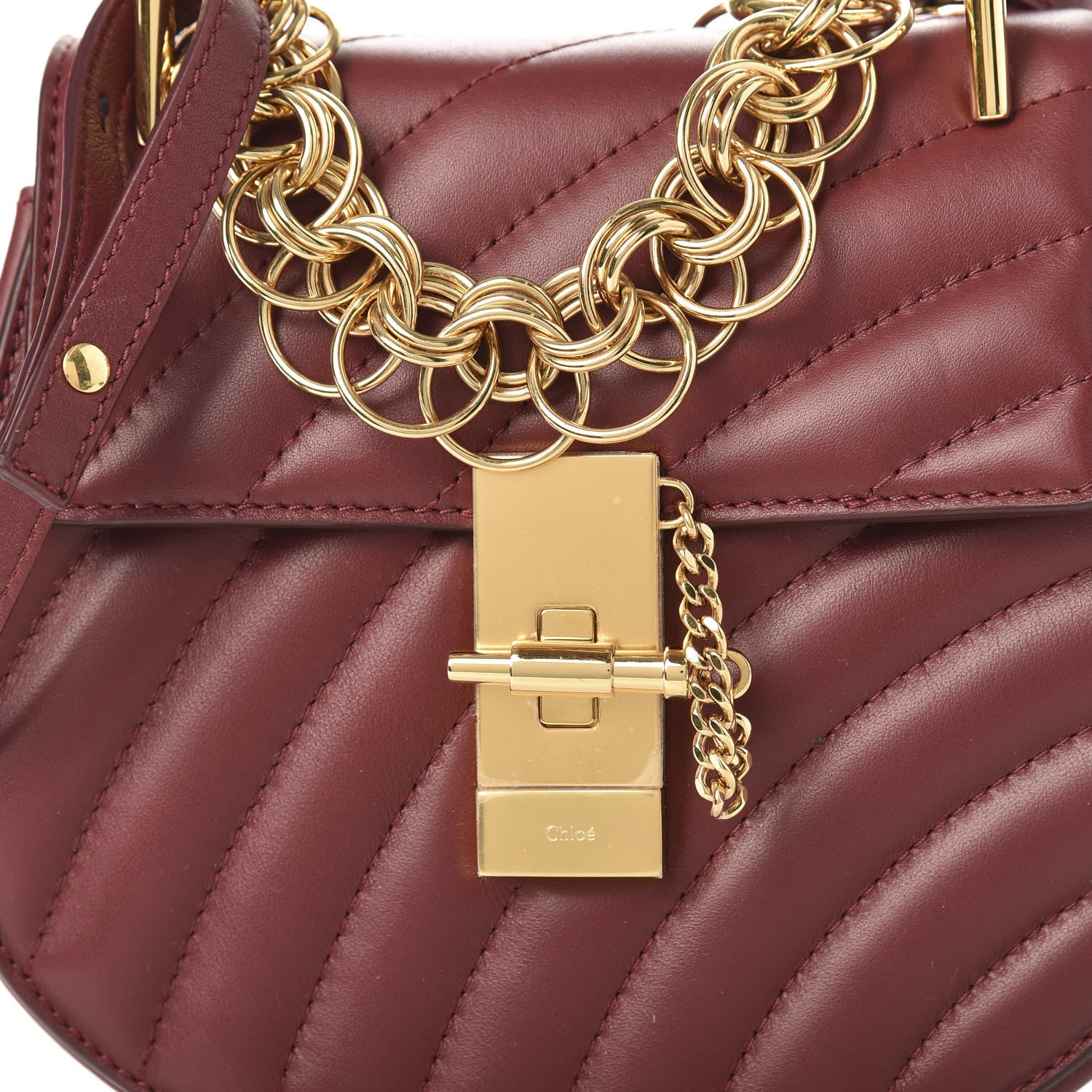 Chloe Calfskin Quilted Mini Drew Bijou Shoulder Bag Plum Purple 9 of 9