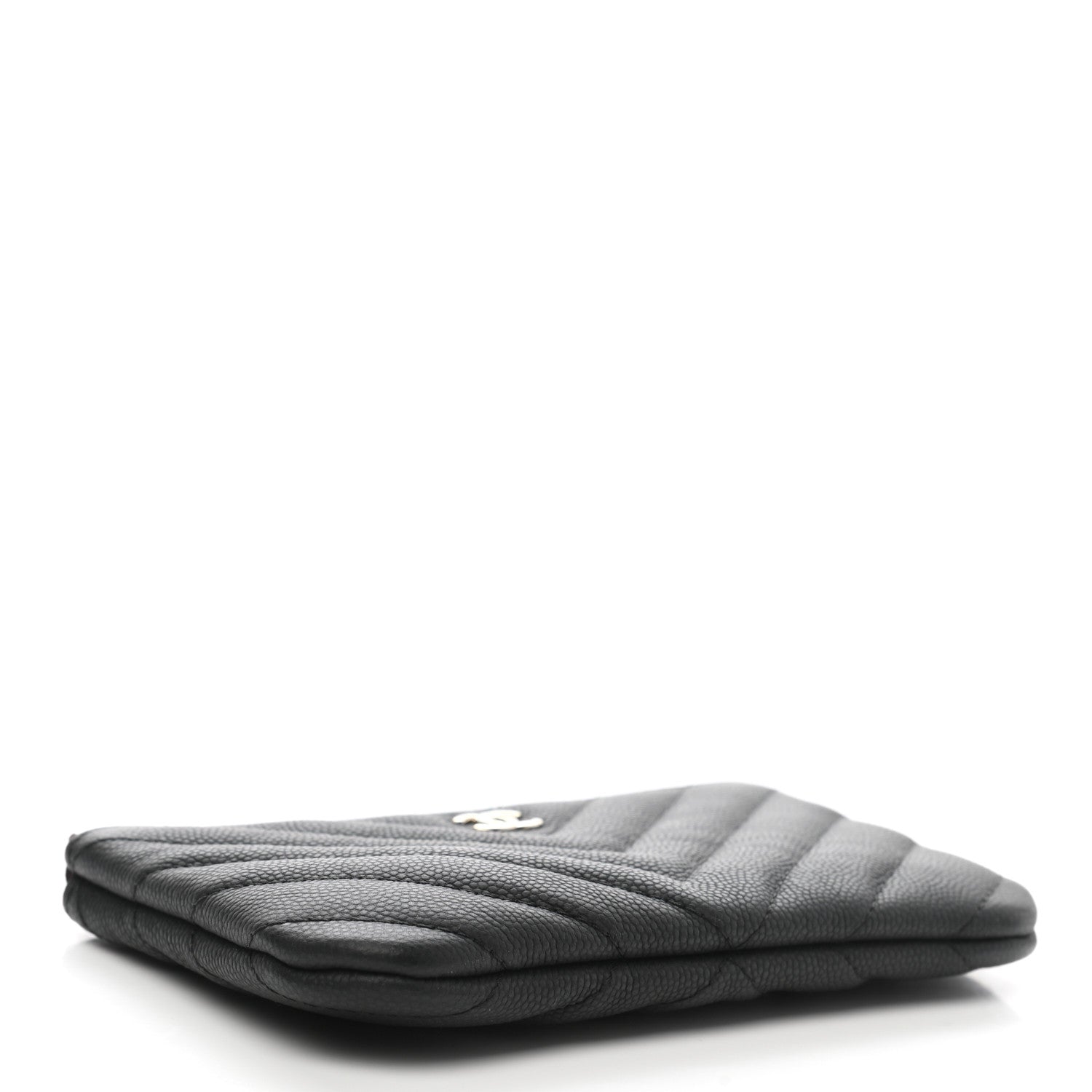 Chanel Caviar Chevron Quilted Small Cosmetic Case Black 4 of 8