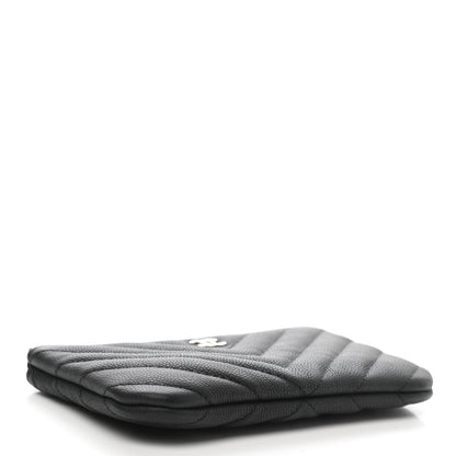 Chanel Caviar Chevron Quilted Small Cosmetic Case Black 4 of 8