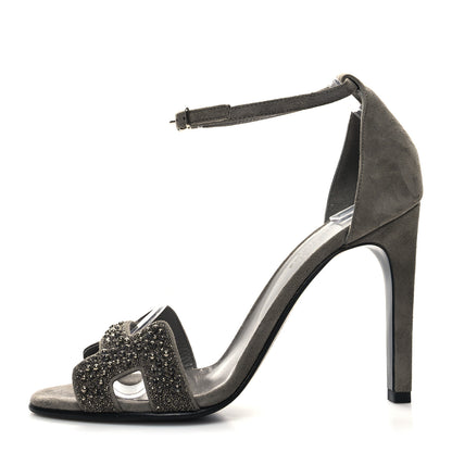 Hermes Suede Goatskin Crystal Premiere 105 Sandals 38 Grey 1 of 7