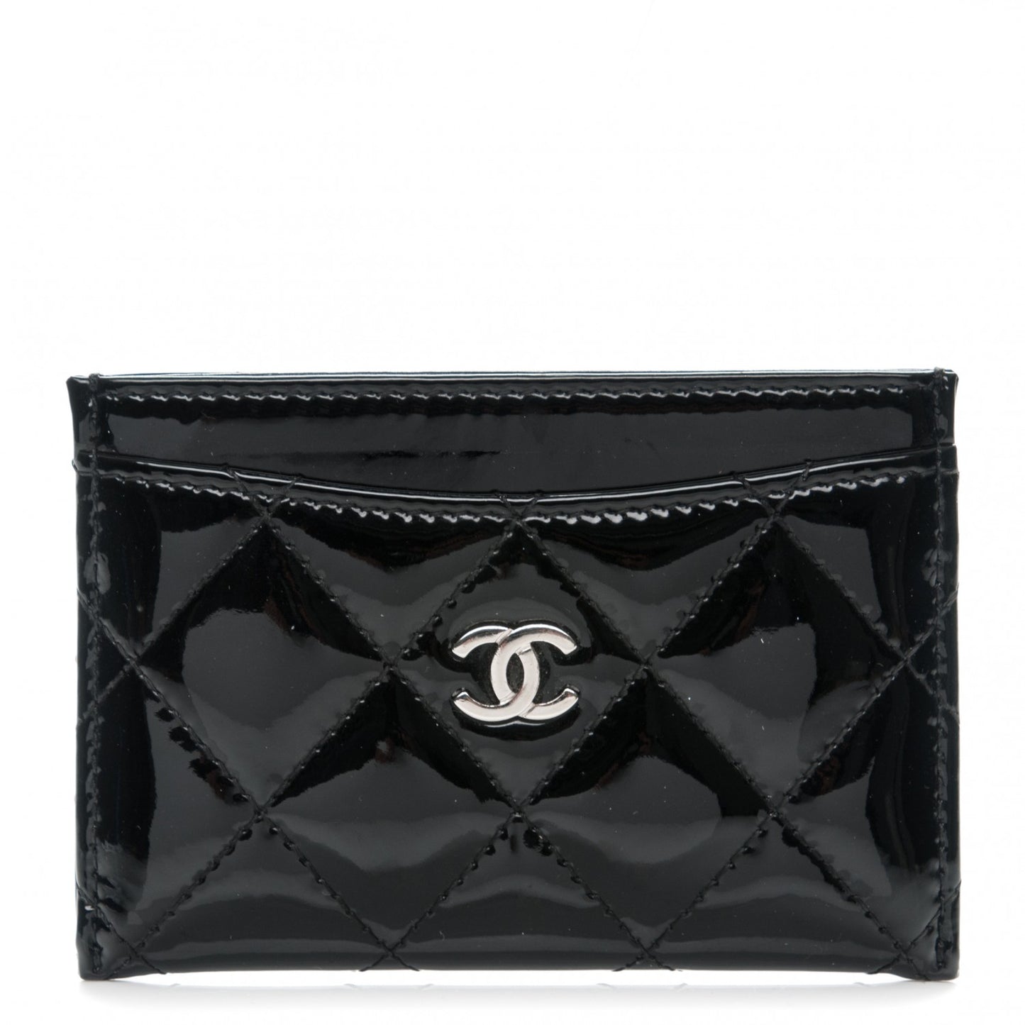 Patent Quilted Card Holder Black