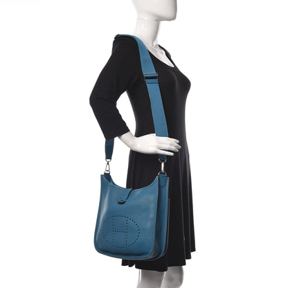 Hermes Taurillon Clemence Evelyne III PM Bleu Izmir 2 of 10