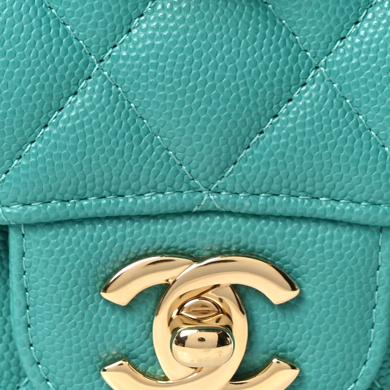 Chanel Caviar Quilted Medium Double Flap Turquoise 8 of 10