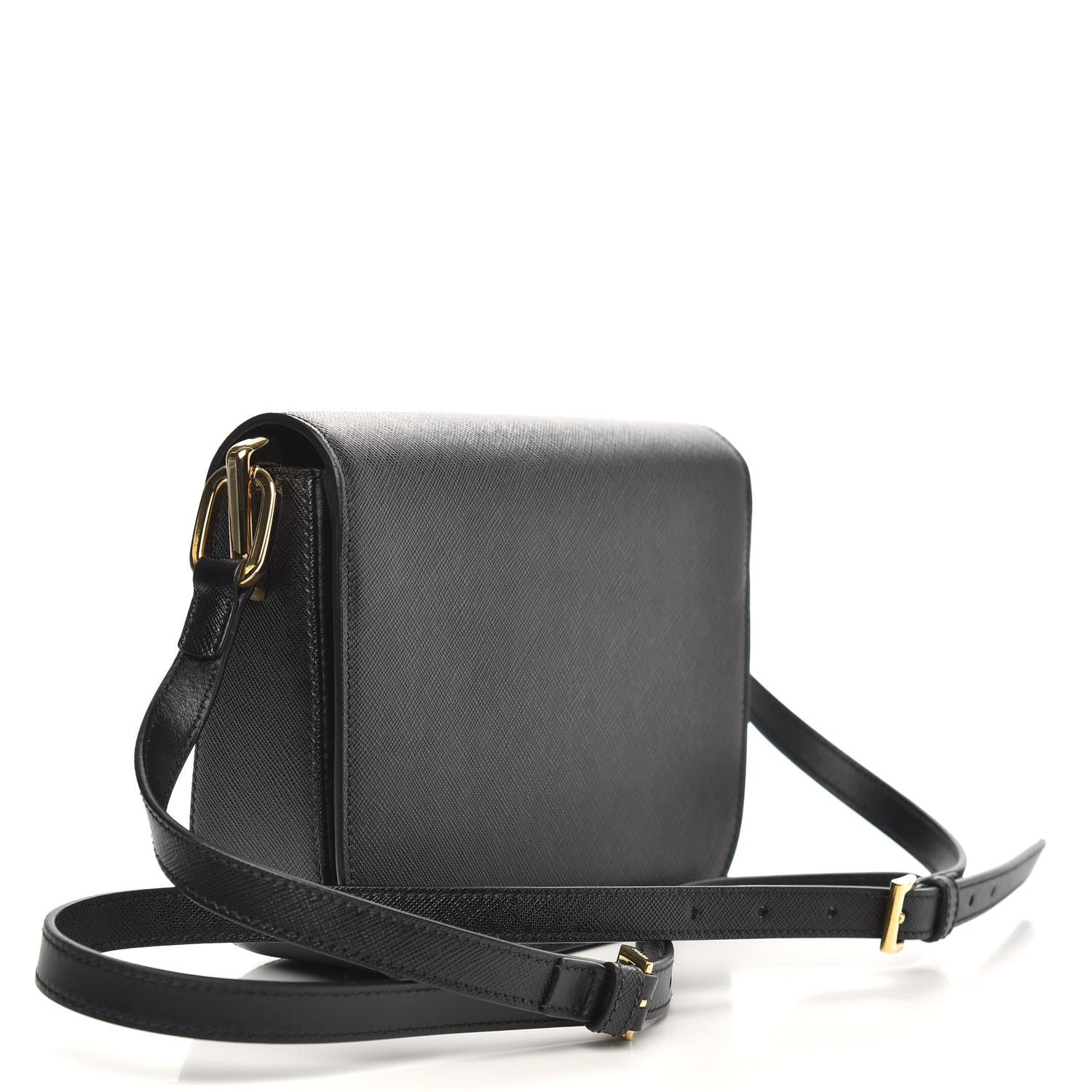 Prada Saffiano Lux Embleme Flap Shoulder Bag Black 3 of 8