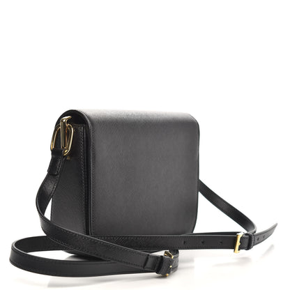 Prada Saffiano Lux Embleme Flap Shoulder Bag Black 3 of 8
