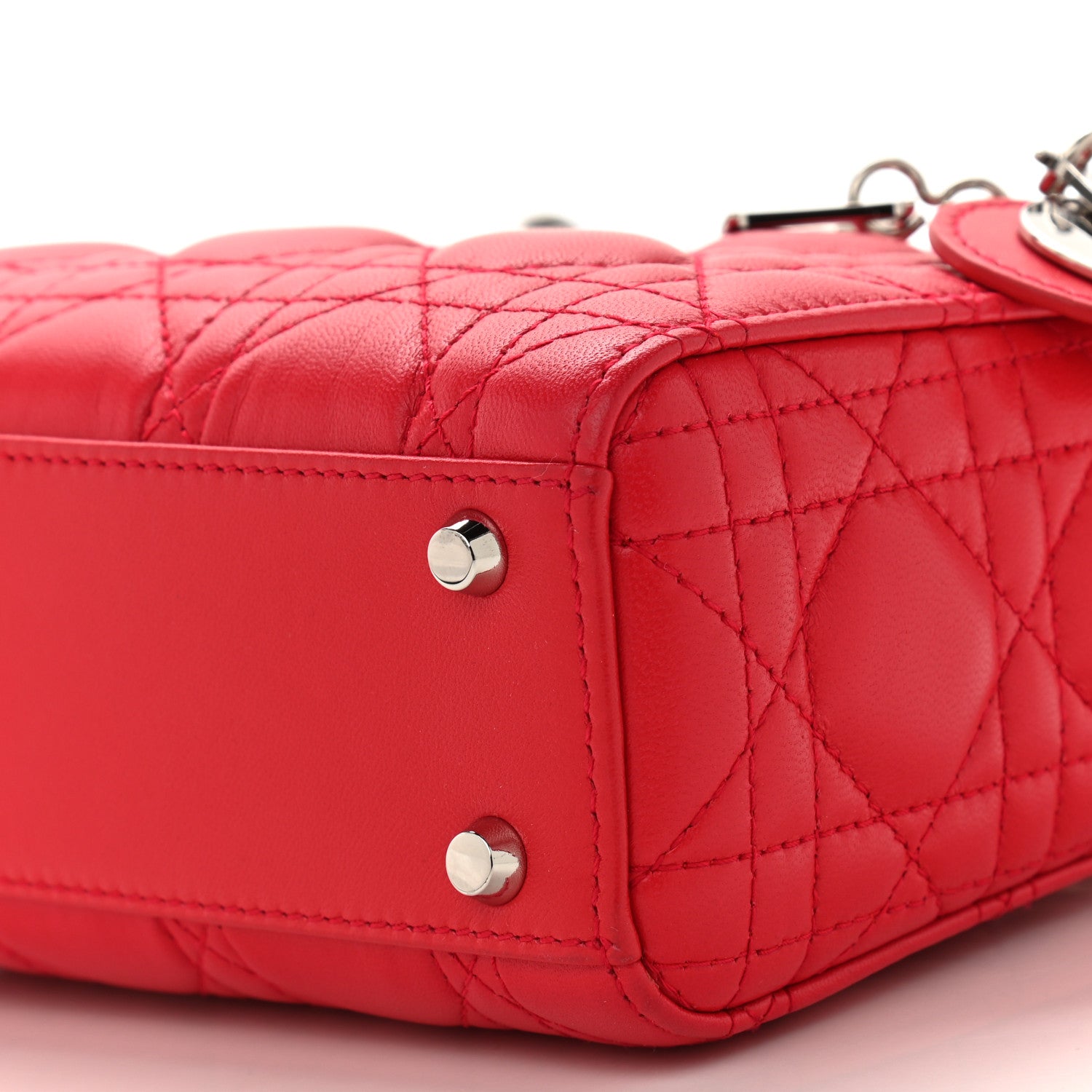 Christian Dior Lambskin Cannage Mini Lady Dior Geranium 10 of 10