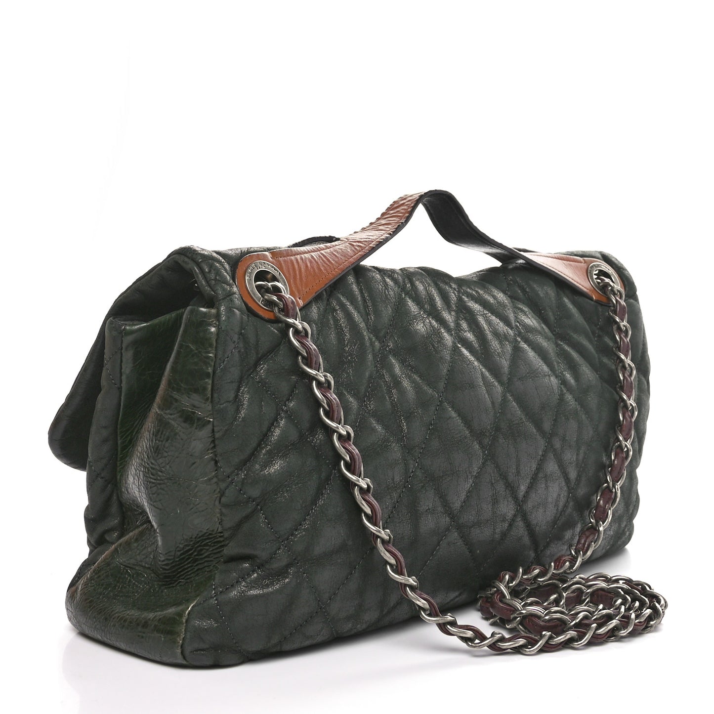 Iridescent Calfskin Jumbo In The Mix Flap Dark Green