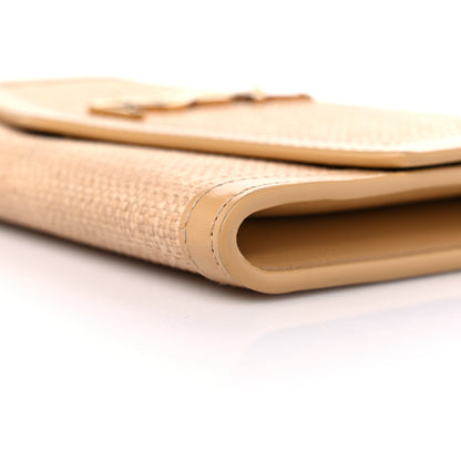 Saint Laurent Micro Raffia Monogram Uptown Chain Wallet Natural Hay Blush 9 of 11