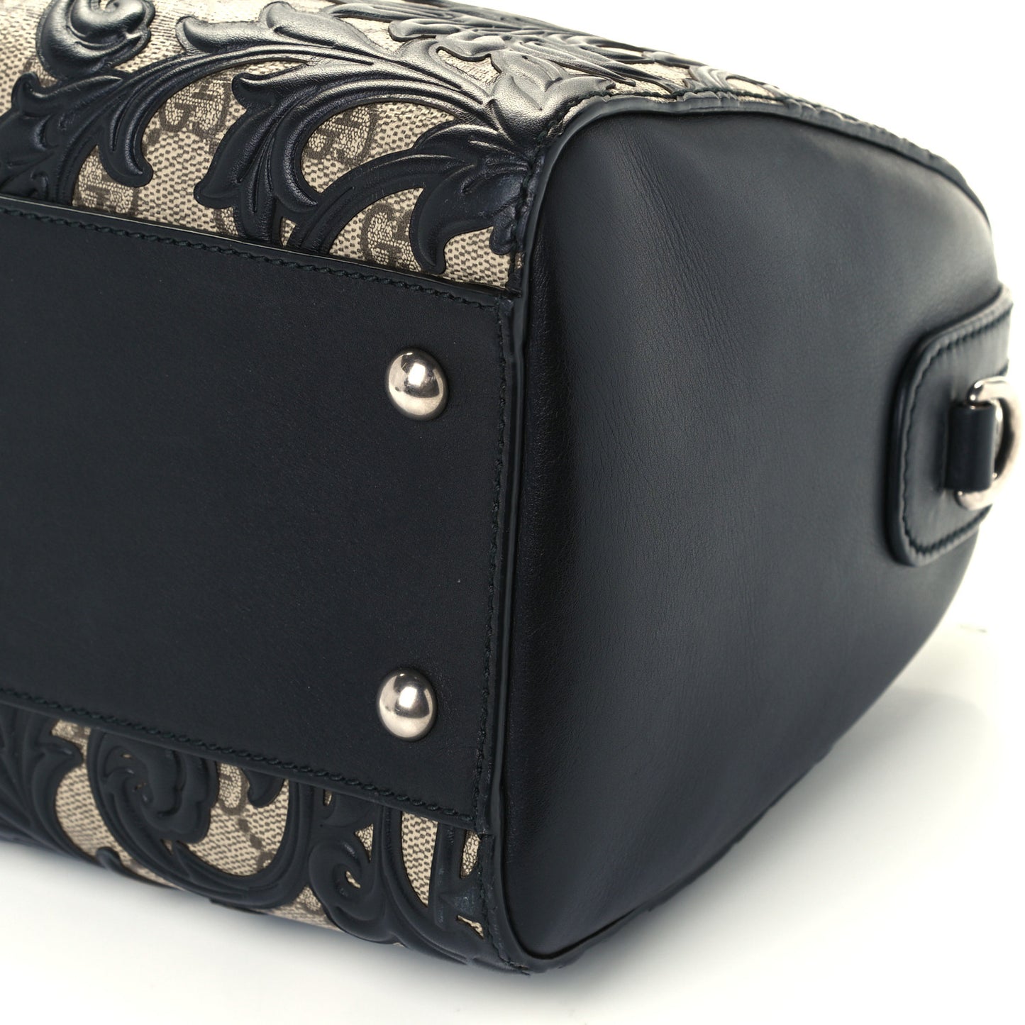 GG Supreme Monogram Arabesque Small Boston Black