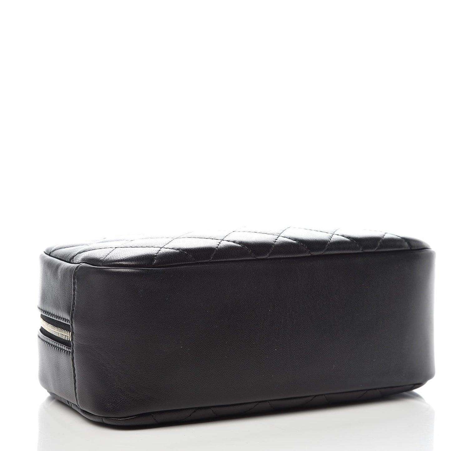 Lambskin Quilted Medium Curvy Pouch Cosmetic Case Black