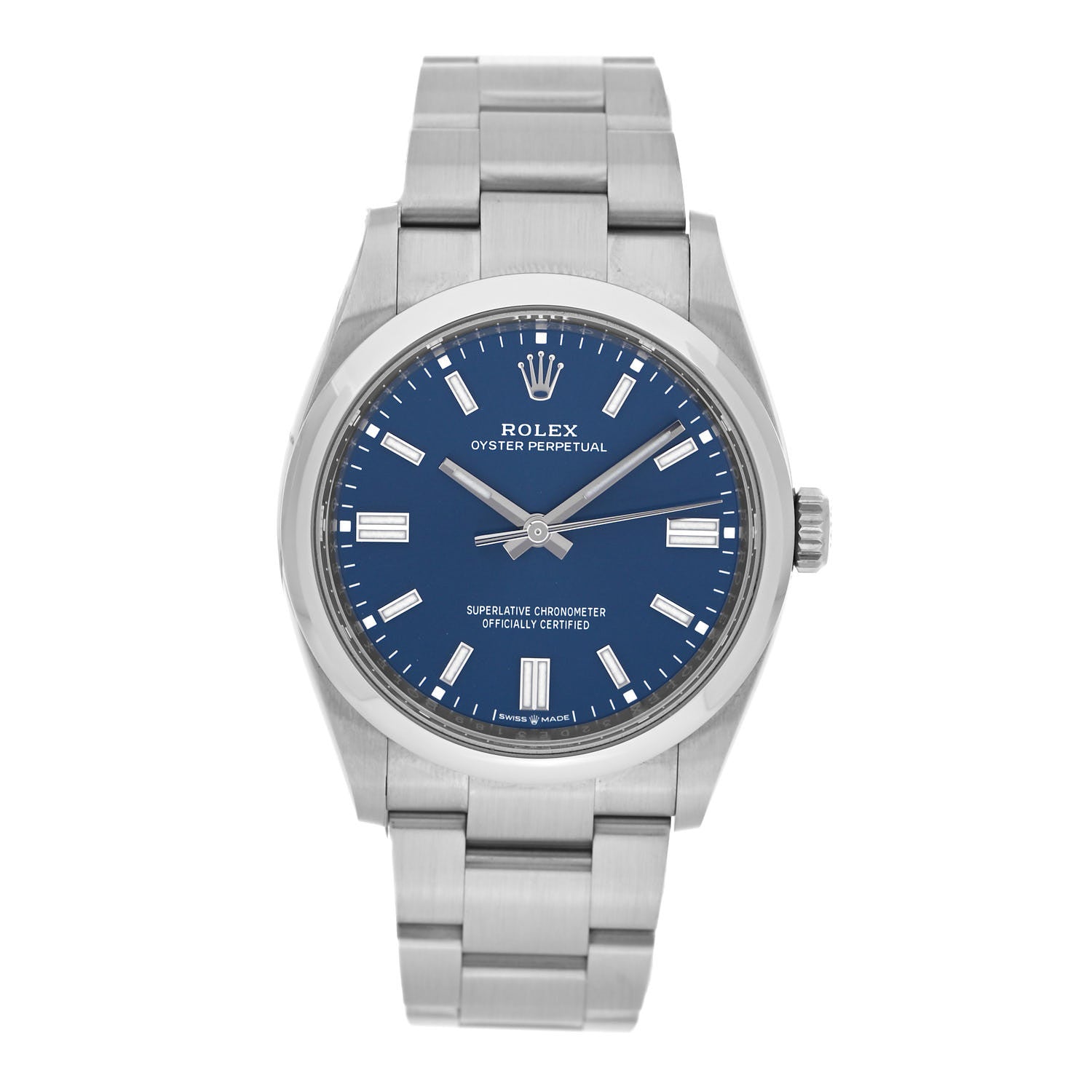 Rolex Stainless Steel 36mm Oyster Perpetual Watch Bright Blue 126000 1 of 4