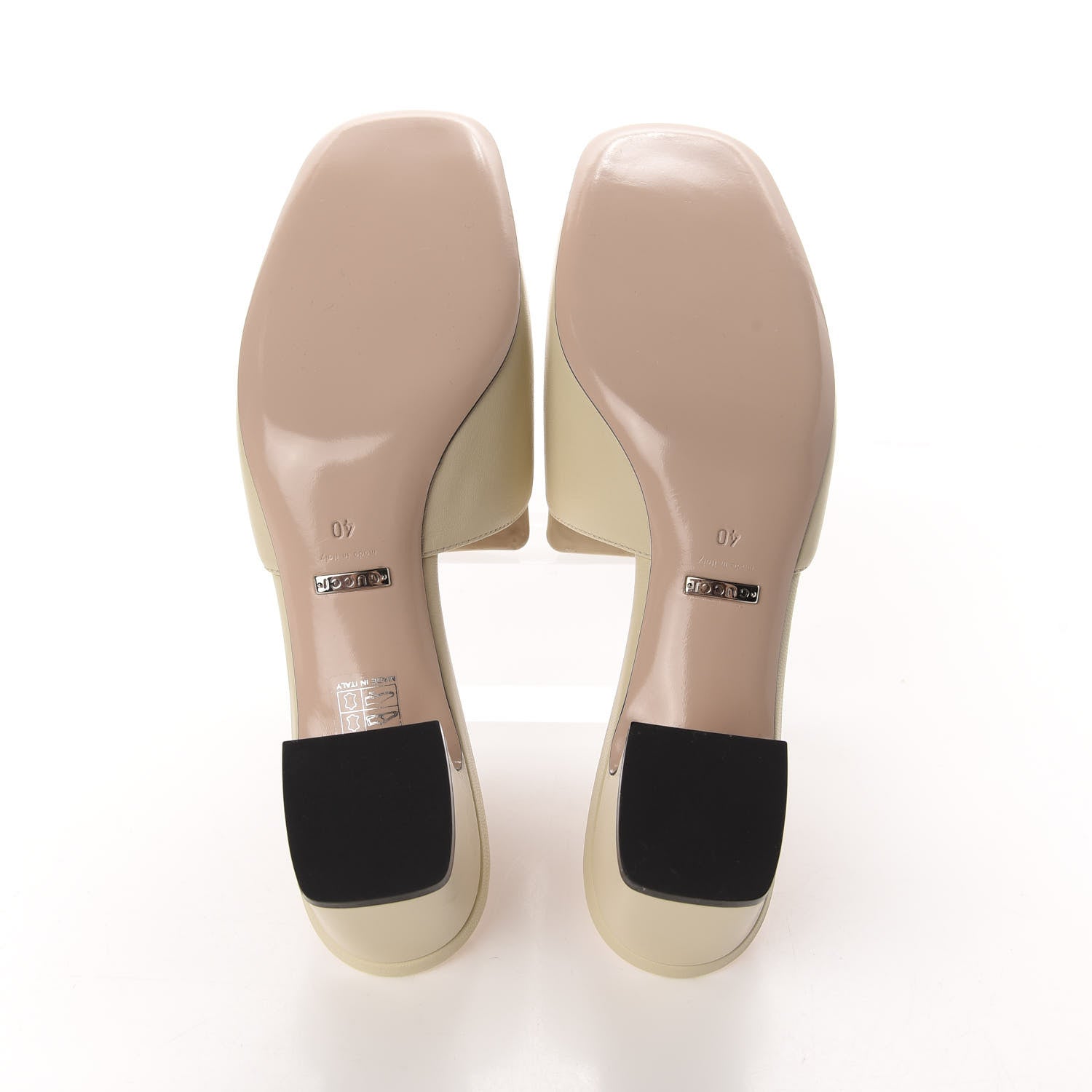 Gucci Malaga Kid Crystal Square G Madelyn Mules 40 Vintage White 8 of 10