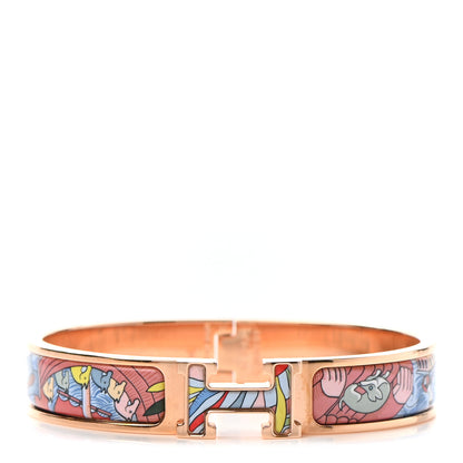 Hermes Enamel Narrow Print Cosmographia Universalis Clic Clac H Bracelet GM Album De Soie 1 of 4