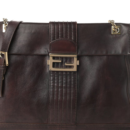 Fendi Vitello Acqua Maxi Baguette Shoulder Bag Dark Brown 7 of 10