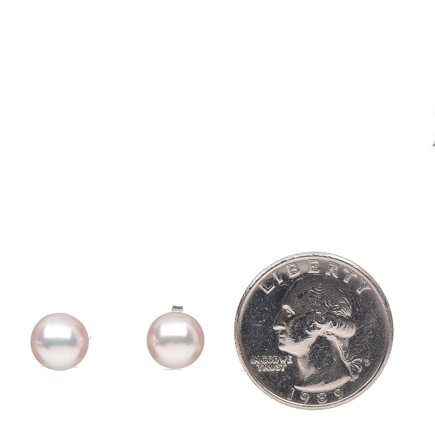 18K White Gold Akoya Pearl 8.5-9mm Stud Earrings AAA