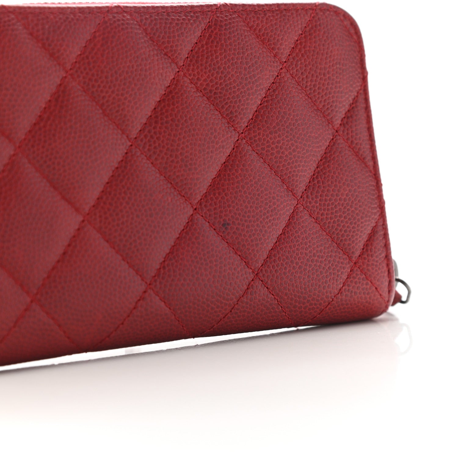 Chanel Caviar Quilted Small Zip Around Wallet Dark Red 12 of 12