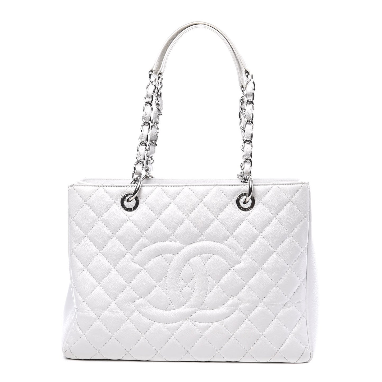 Caviar Quilted Grand Shopping Tote GST White