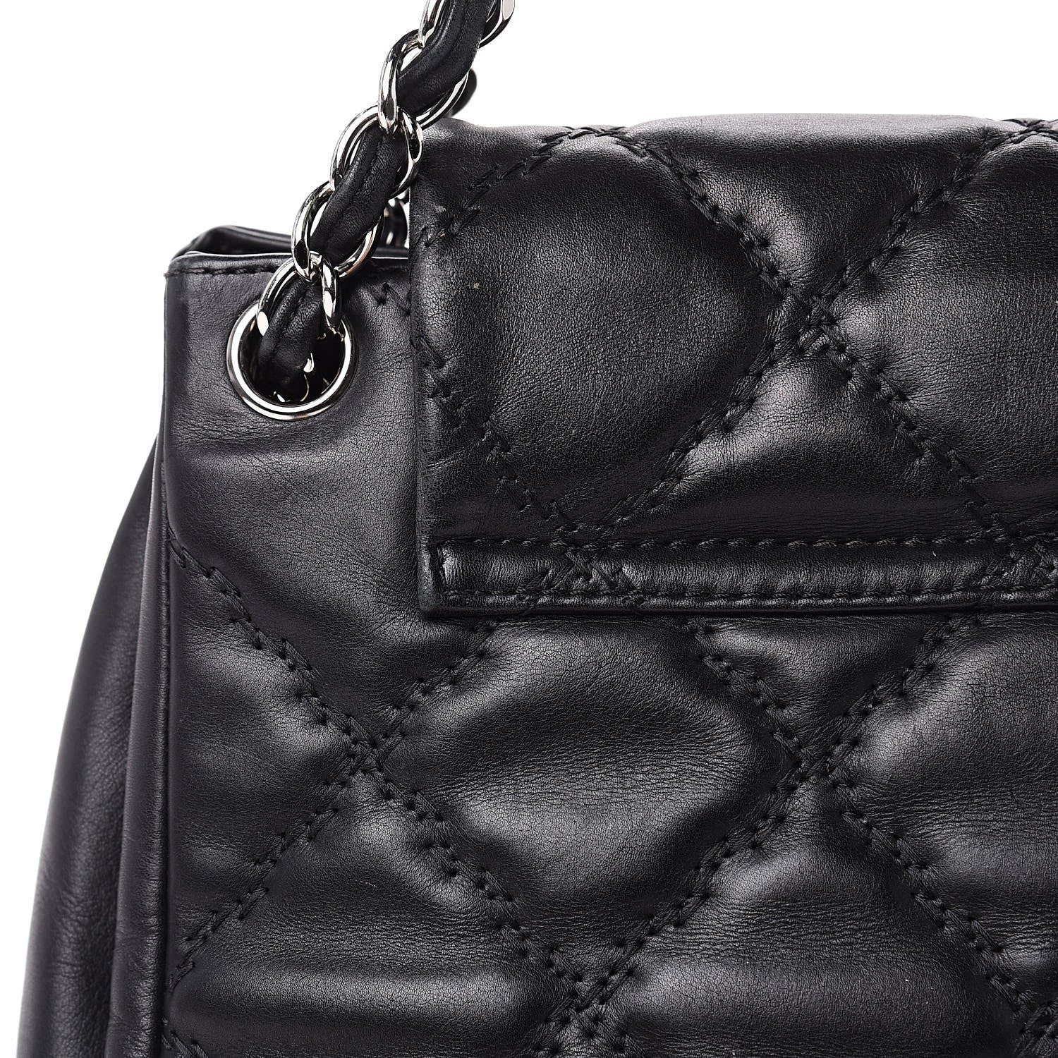 Chanel Calfskin Double Stitch Large Hamptons Flap Bag Black 11 of 16