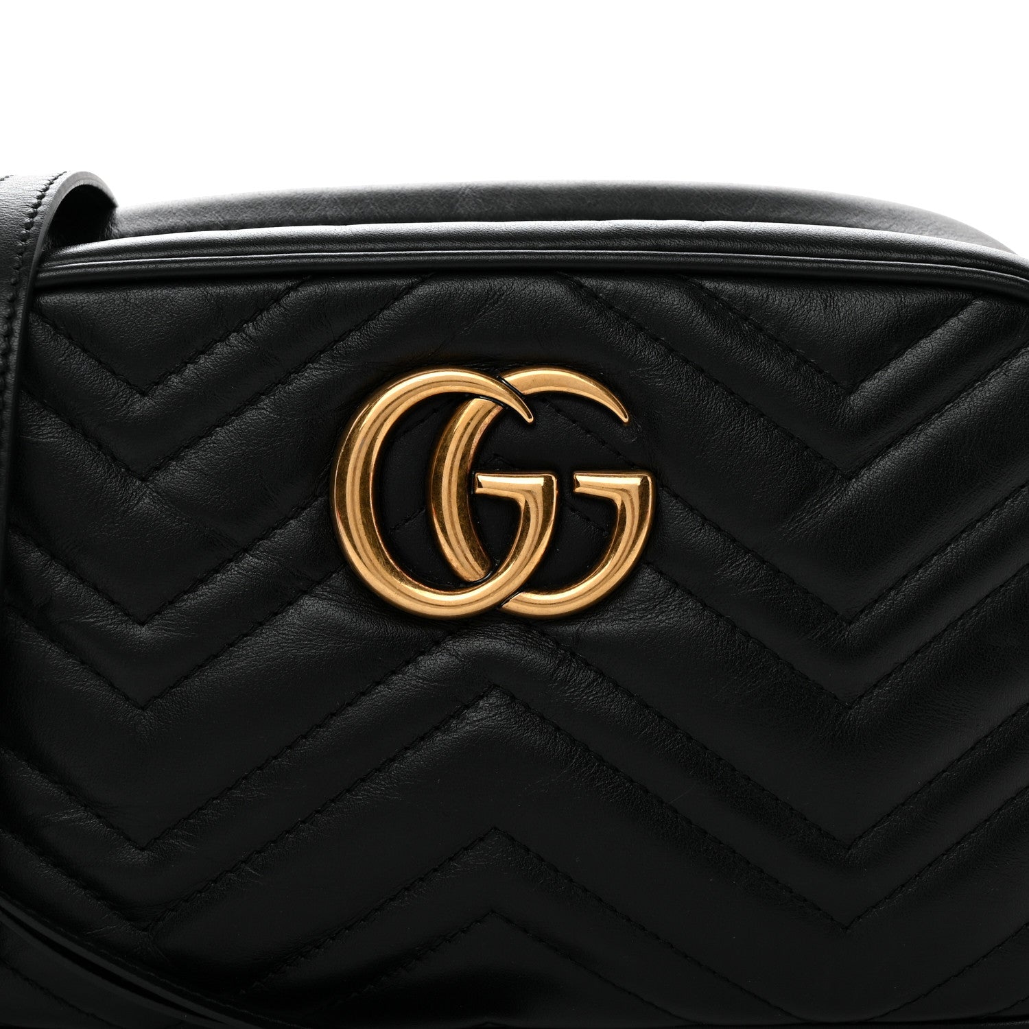 Gucci Calfskin Matelasse Small GG Marmont Chain Shoulder Bag Black 10 of 12