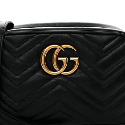 Gucci Calfskin Matelasse Small GG Marmont Chain Shoulder Bag Black 10 of 12