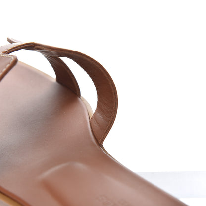Hermes Box Calfskin Oran Sandals 37.5 Gold 9 of 13