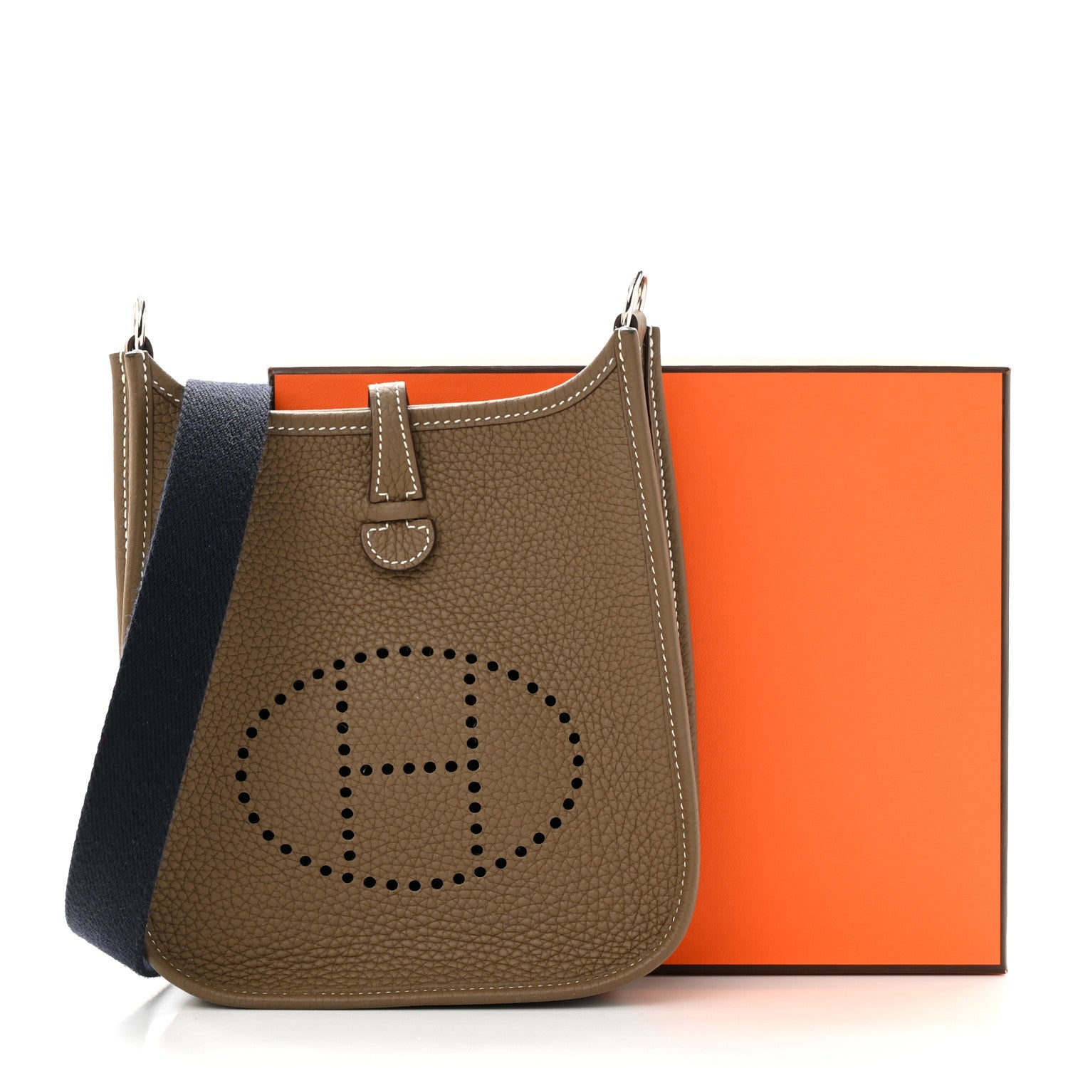 Hermes Taurillon Clemence Amazone Evelyne TPM Etoupe Bleu Indigo 12 of 12