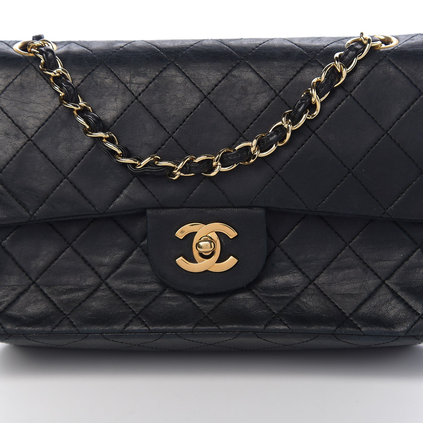Lambskin Quilted Small Double Flap Black