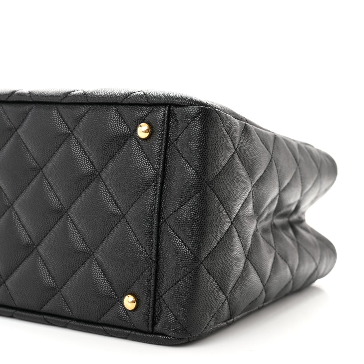 Caviar Quilted Small Shopping Tote Black