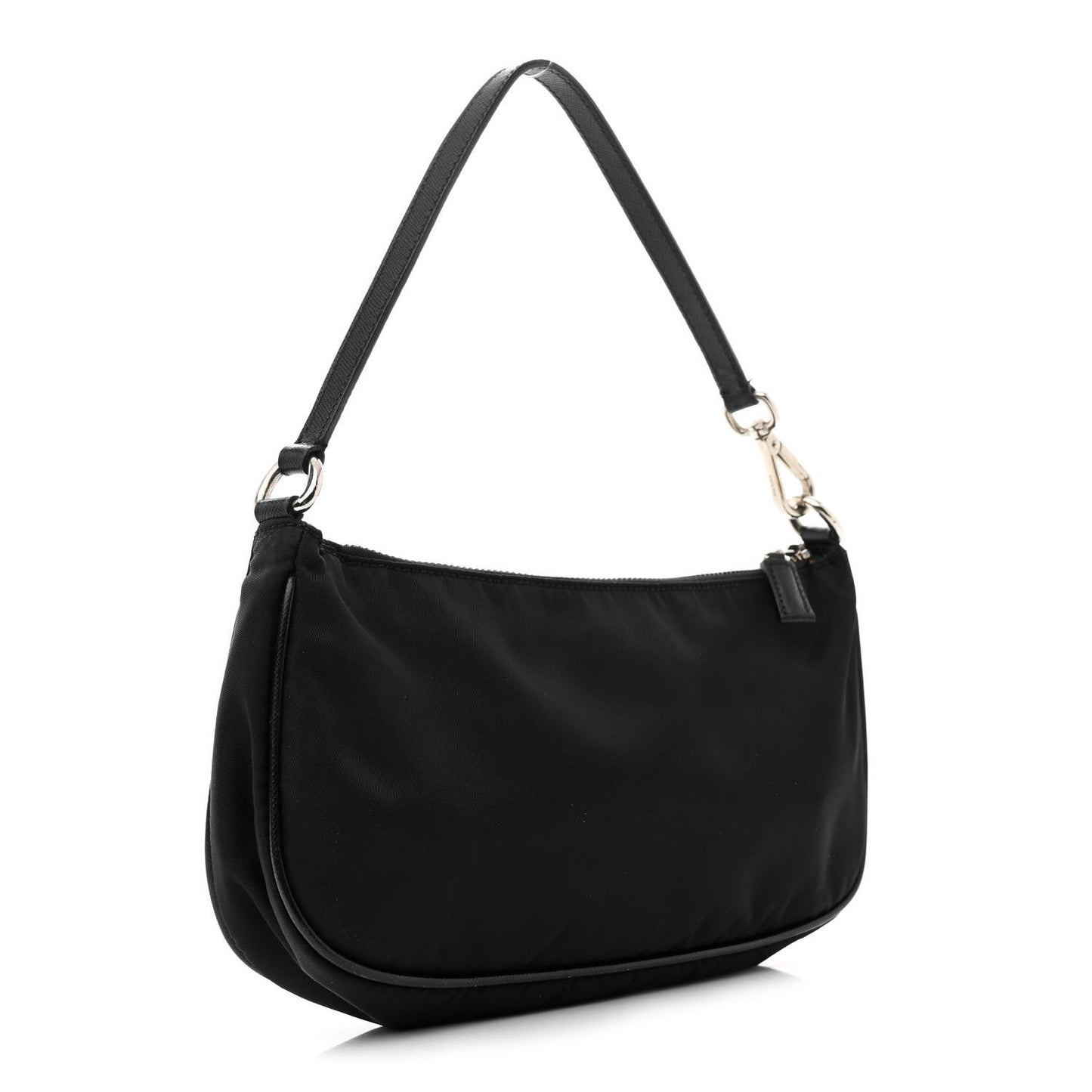Tessuto Nylon Saffiano Barrel Pochette Black