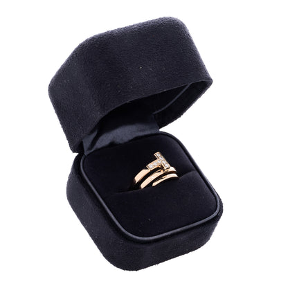 Tiffany 18K Rose Gold Diamond T Square Wrap Ring 50 5.25 5 of 5