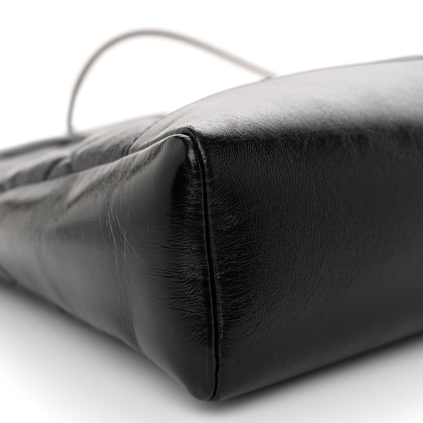 Shiny Lambskin Quilted 31 Shopping Bag Black