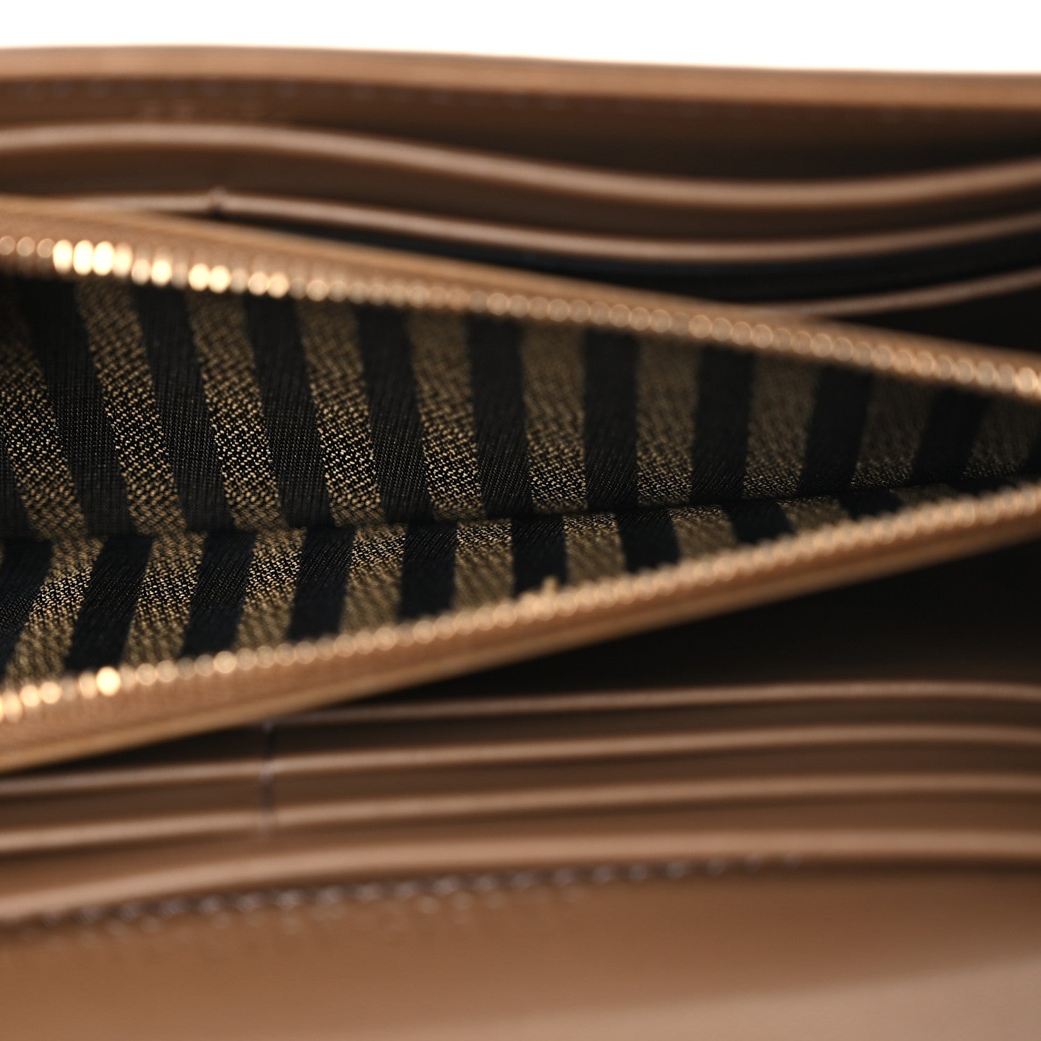 Fendi Fabric Jacquard FF 1974 Continental Wallet On Chain Tobacco Moro 7 of 16