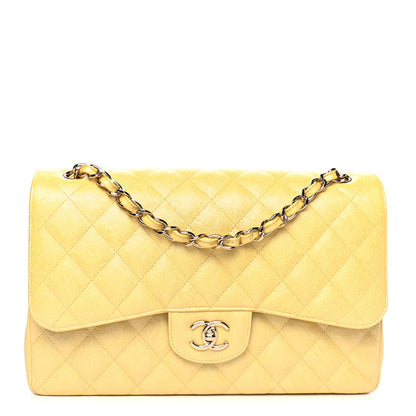 Chanel Iridescent Caviar Quilted Jumbo Double Flap Jaune Yellow 1 of 4