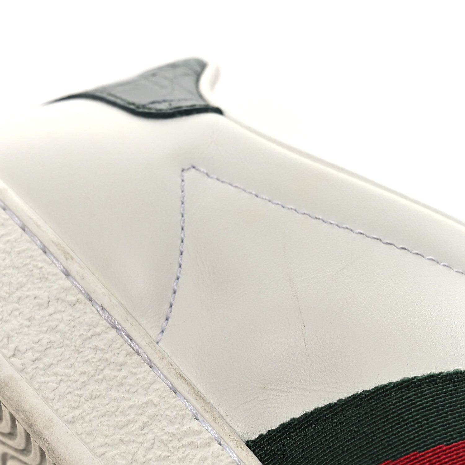 Gucci Calfskin Crocodile Web Womens Ace Sneakers 36 White Green 12 of 14