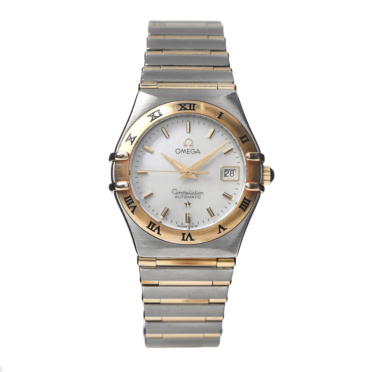 Stainless Steel 18K Yellow Gold Mother of Pearl 27mm Constellation Automatic Watch 1282.70.00