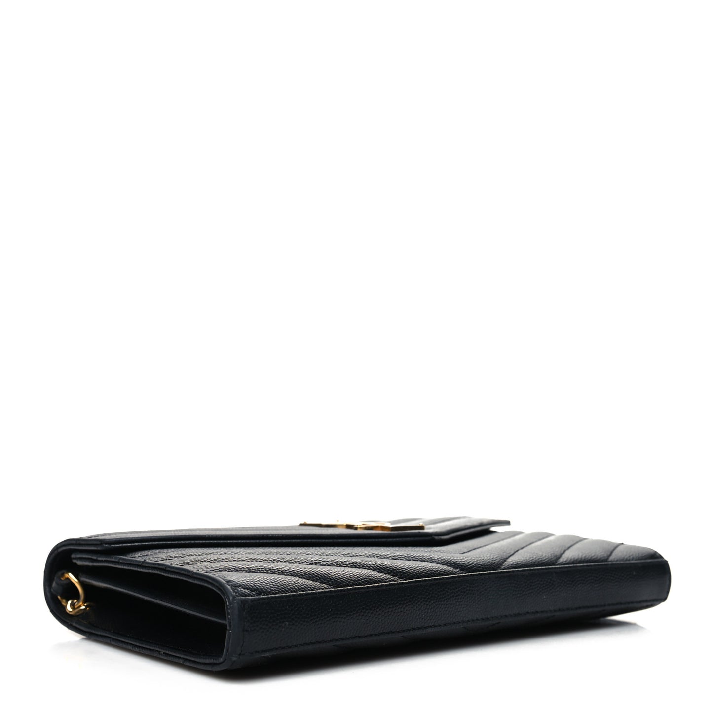 Grain De Poudre Matelasse Chevron Monogram Chain Wallet Black