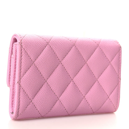 Chanel Caviar Metal Perforated Quilted CC Flap Card Holder Pink Green 3 of 9