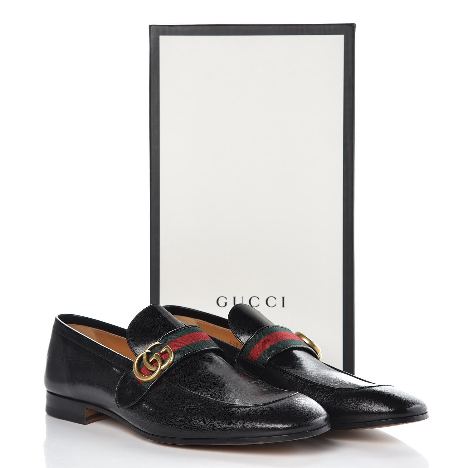 Gucci Goatskin Web Mens GG Loafers 12 Black 9 of 9