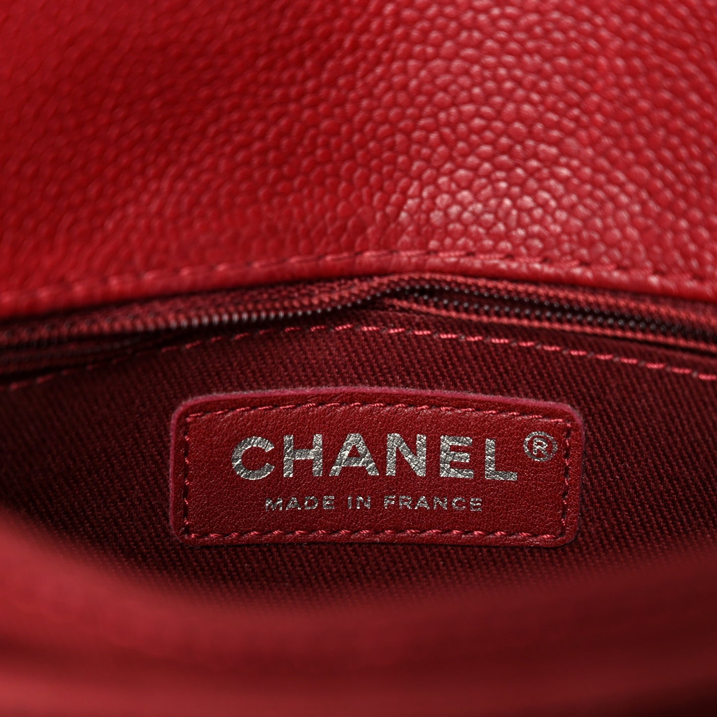 Caviar Quilted Flap With Chain Red
