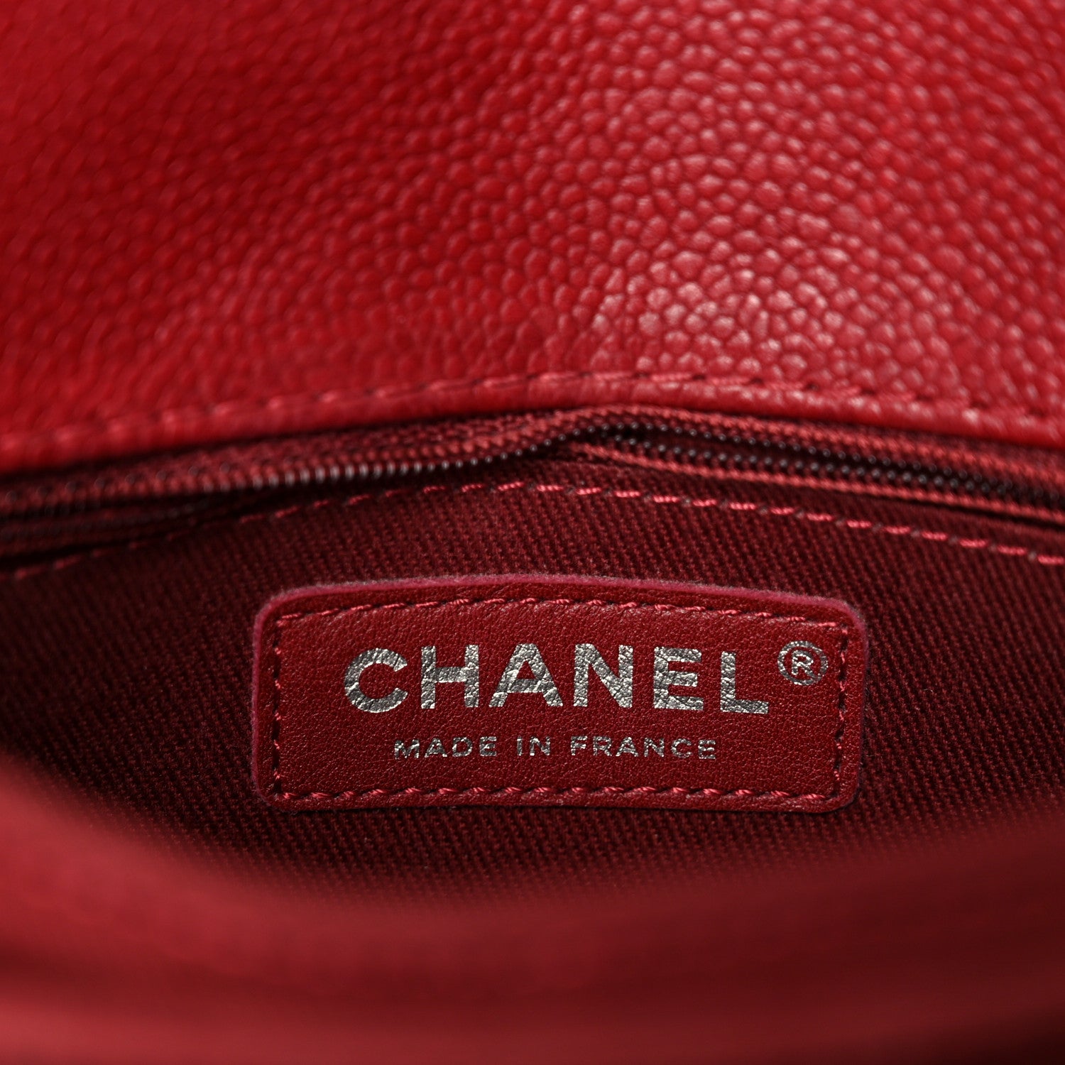 Chanel Caviar Quilted Flap With Chain Red 7 of 12
