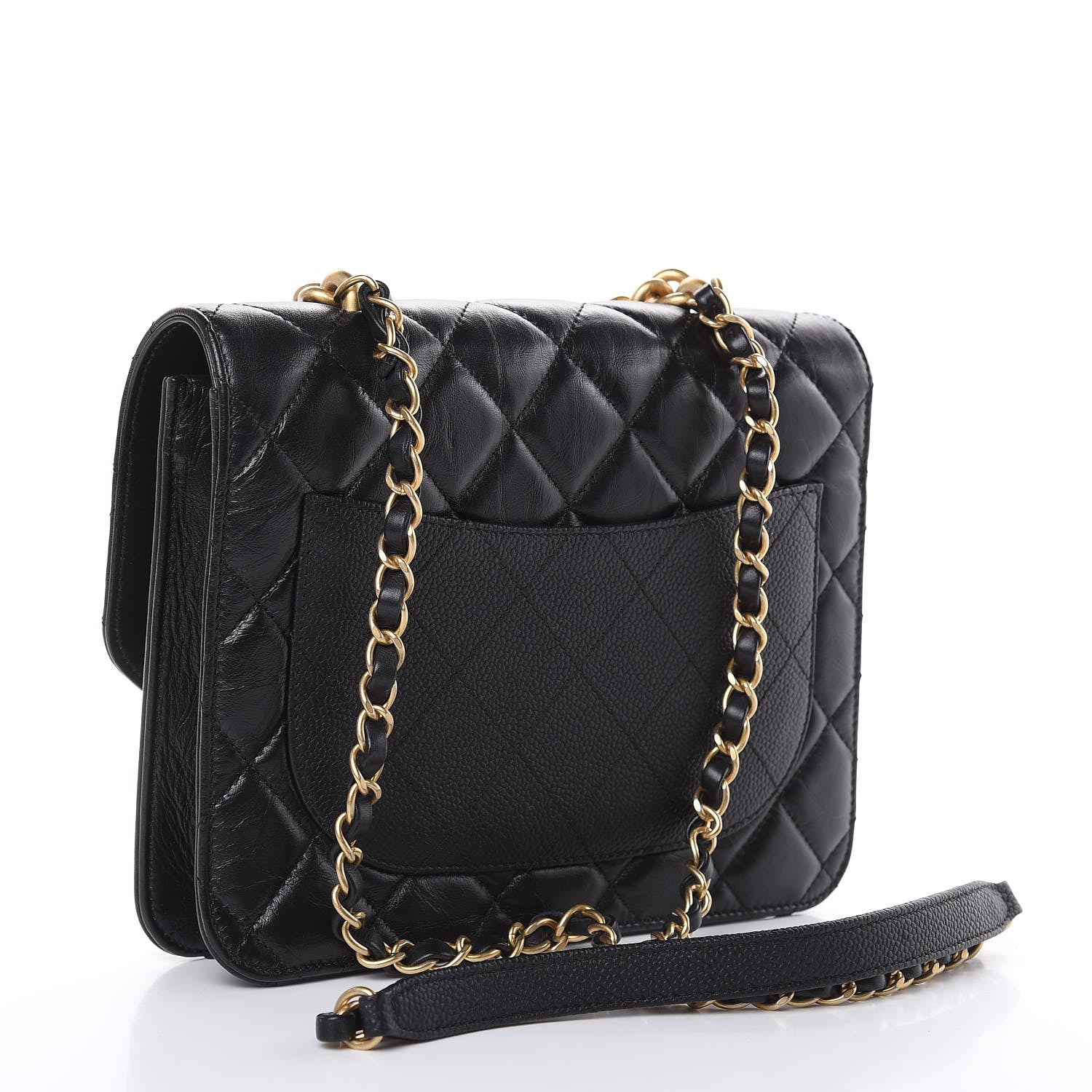 Chanel Calfskin Caviar Quilted Chain Handle Flap Black 2 of 12