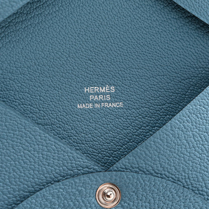Hermes Chevre Mysore Calvi Card Case New Bleu Jean 6 of 8