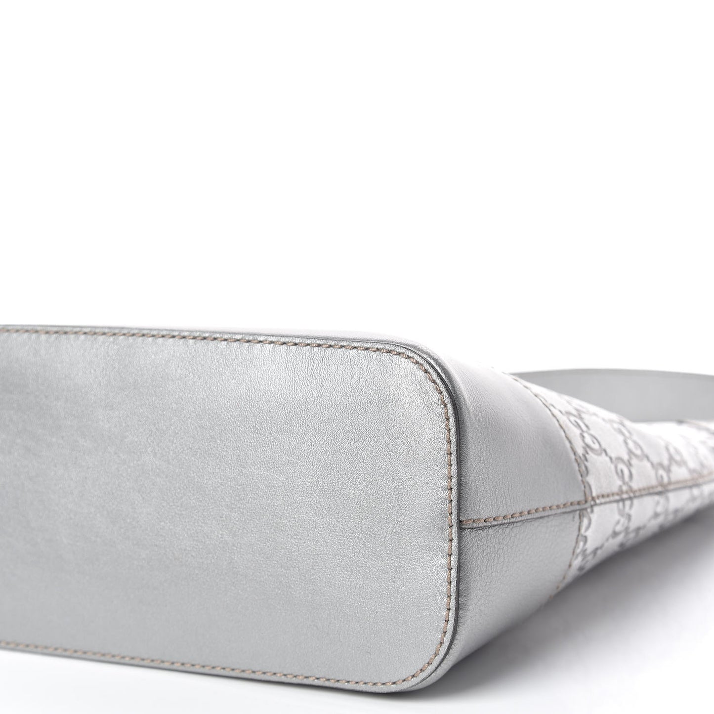 Metallic Guccissima Small Shoulder Bag Silver