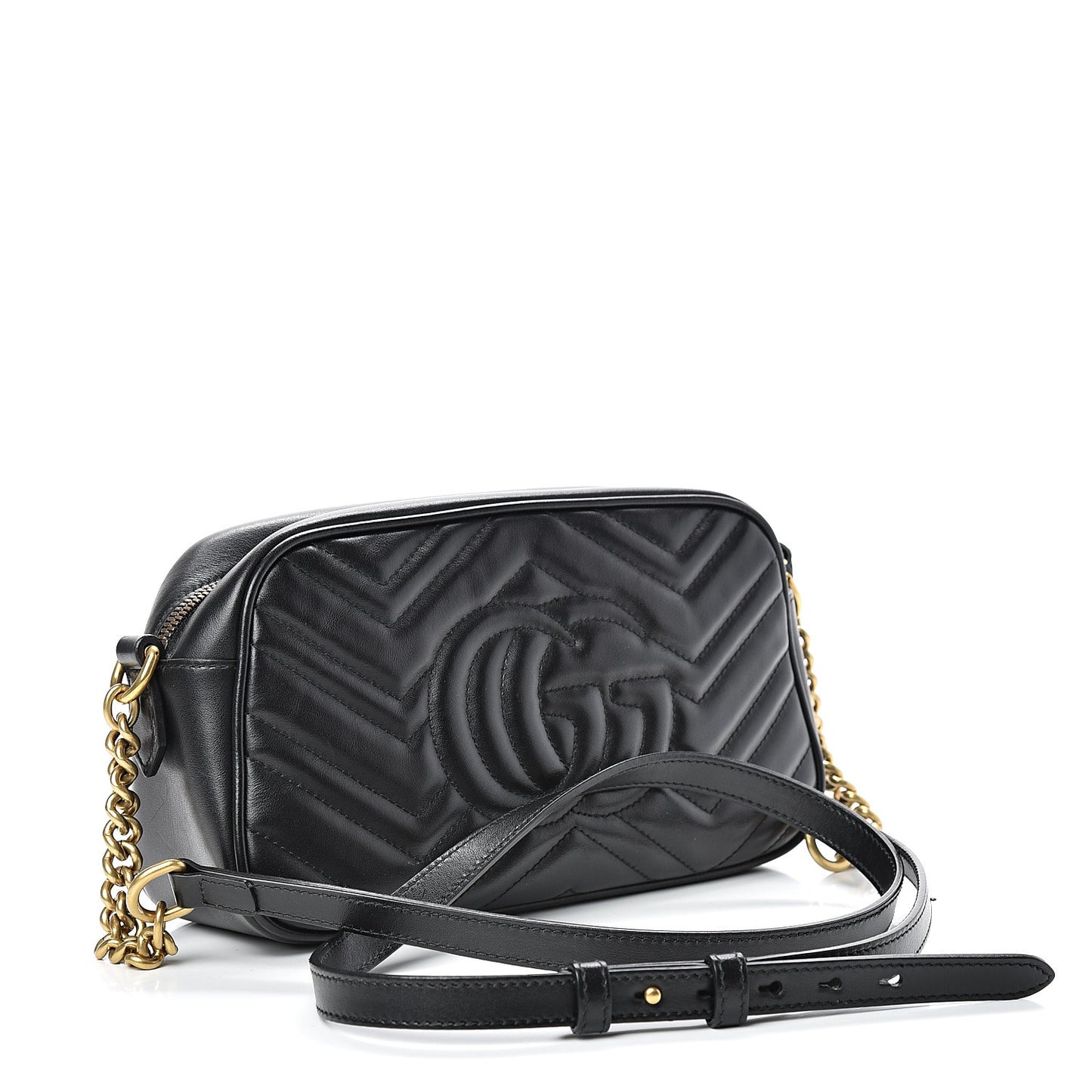 Calfskin Matelasse Small GG Marmont Chain Shoulder Bag Black