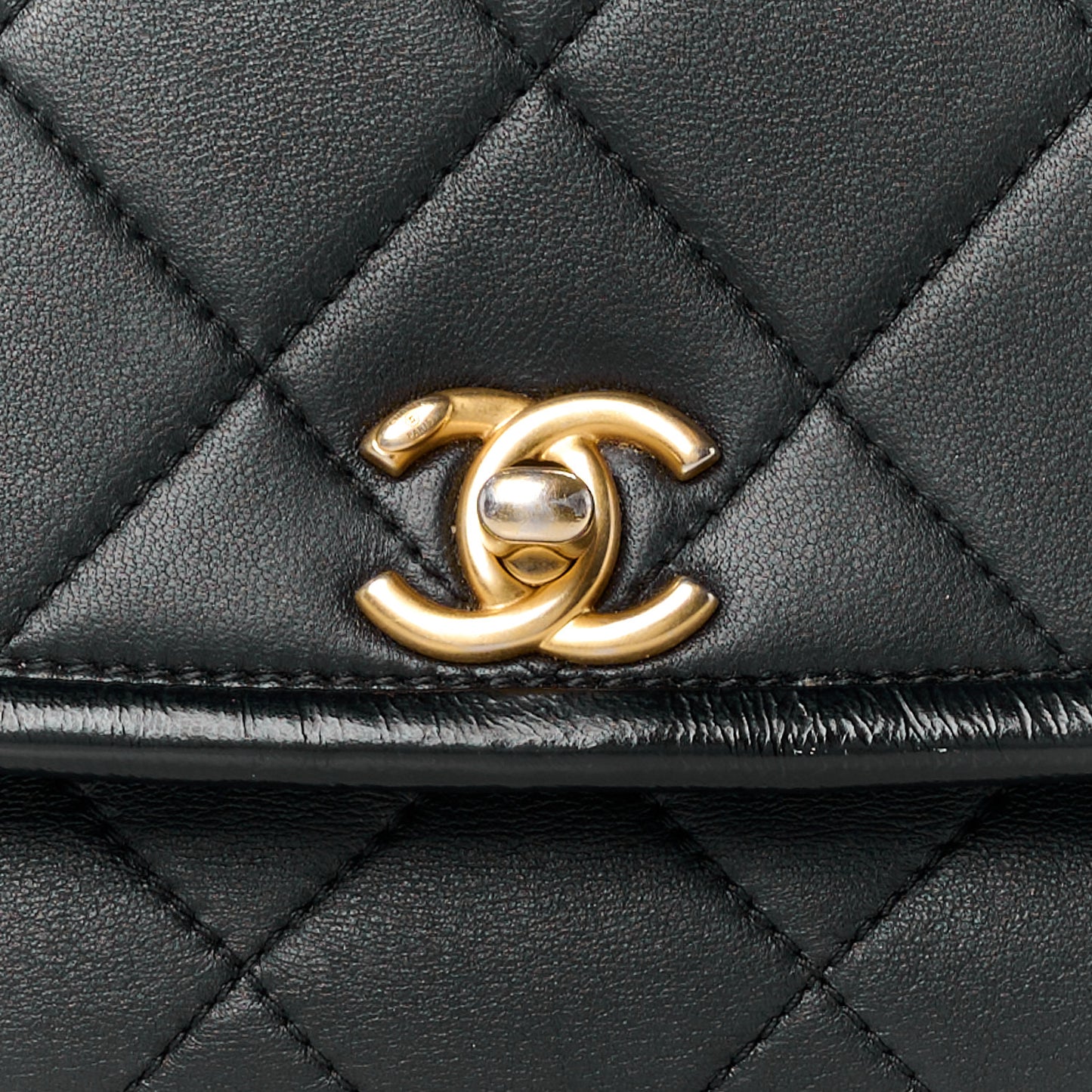 Lambskin Quilted Small La Parisienne Top Handle Flap Black
