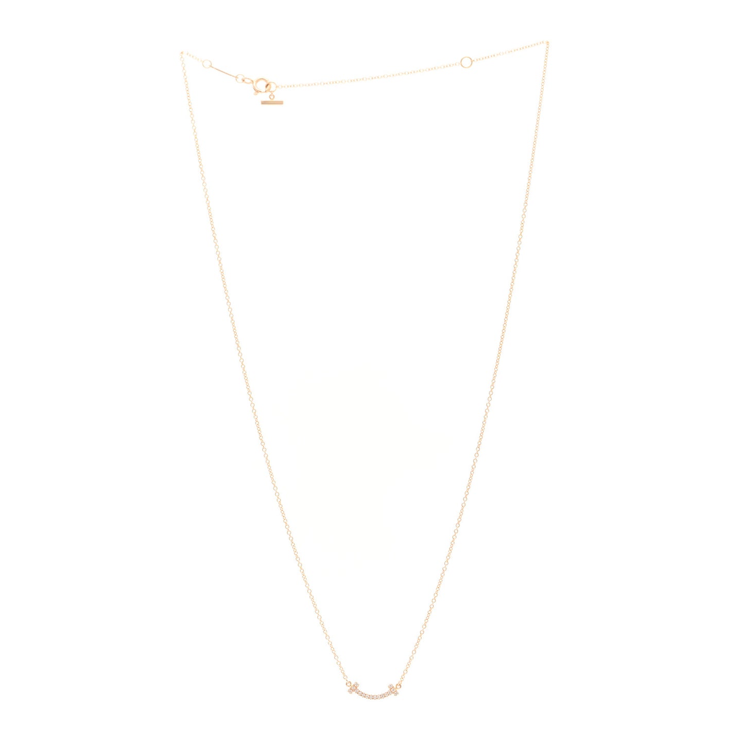 18K Rose Gold Diamond Mini T Smile Pendant Necklace