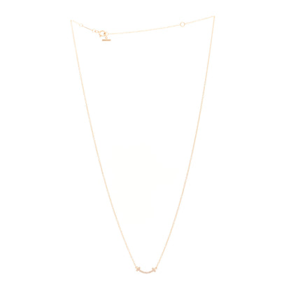 Tiffany 18K Rose Gold Diamond Mini T Smile Pendant Necklace 3 of 5