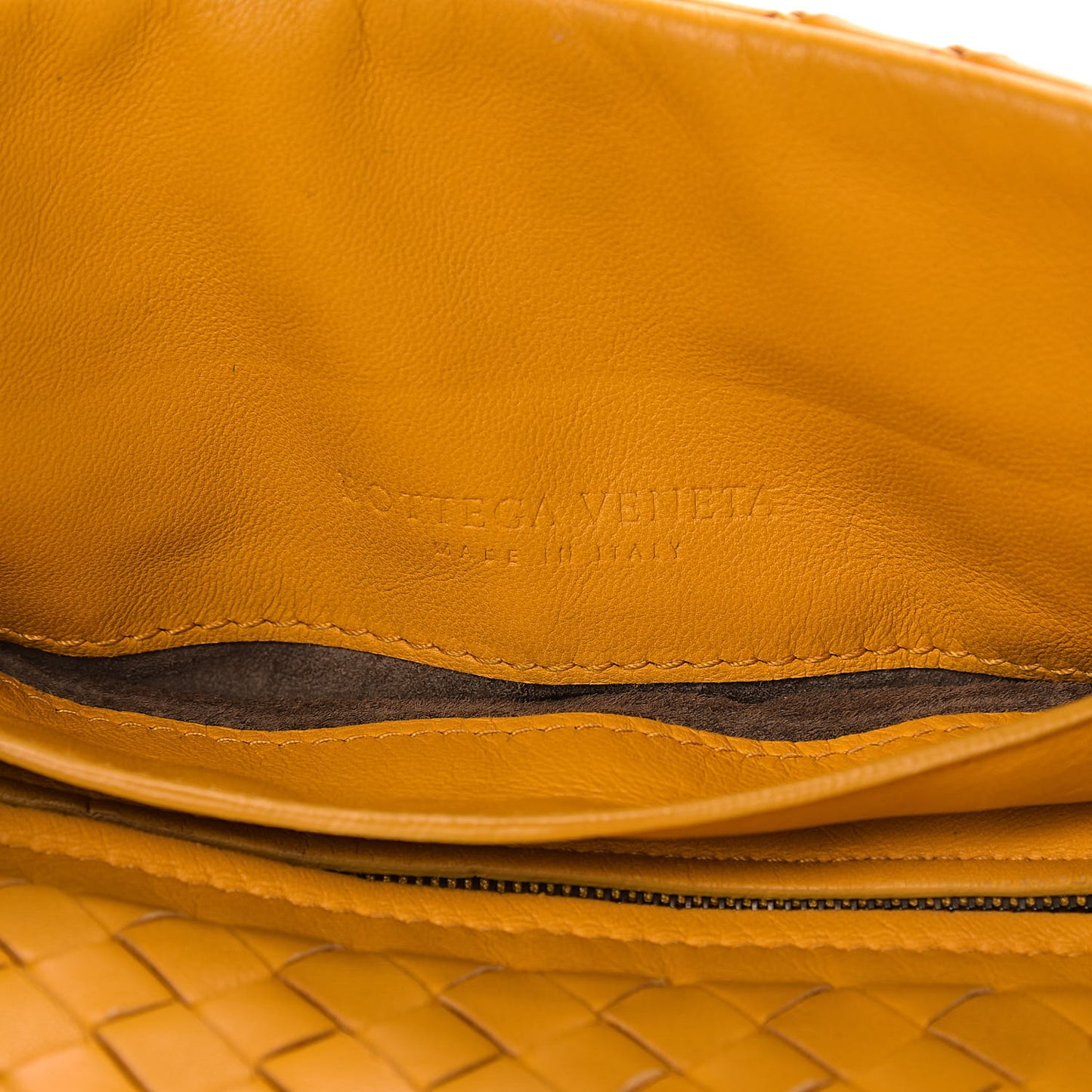 Nappa Intrecciato Small Chain Crossbody Marigold