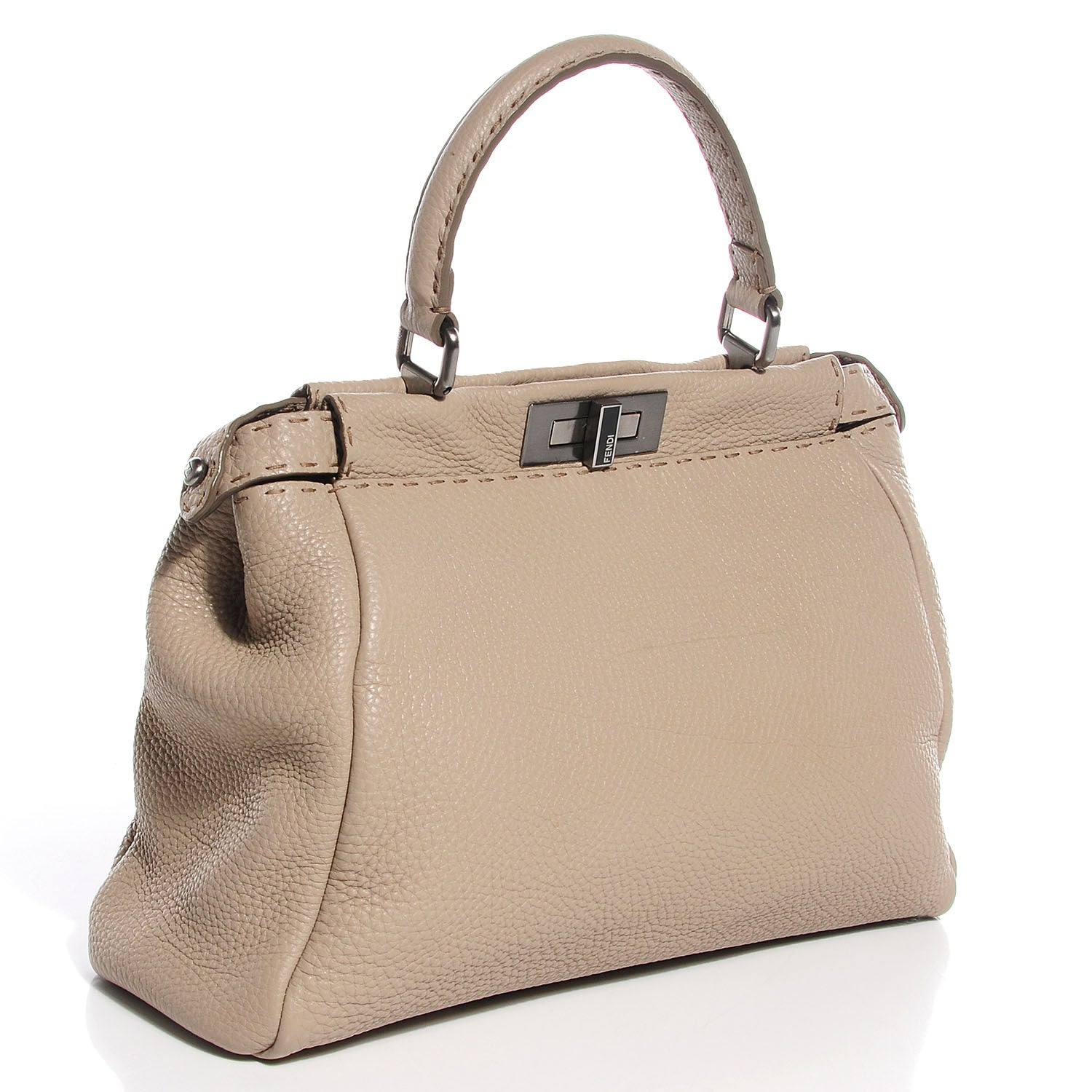 Fendi Cuoio Romano Selleria Medium Peekaboo Iconic Satchel Pietra Nocciola 3 of 10